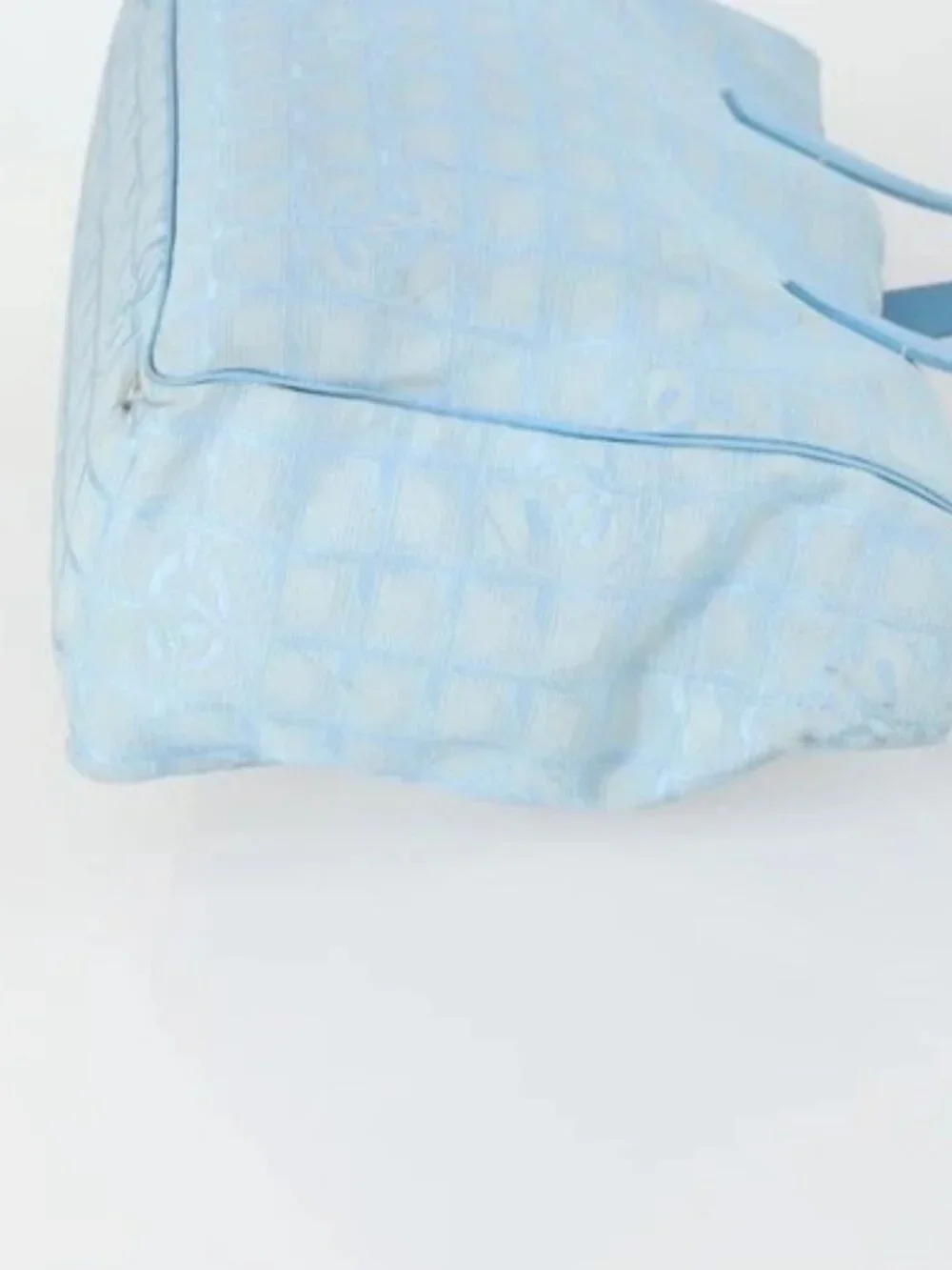 CHANEL New Travel line Tote Bag Nylon 2 Set Blue Beige CC Auth BA8965